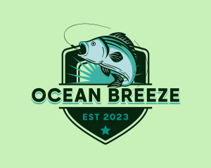 Ocean Fishing Shield logo design