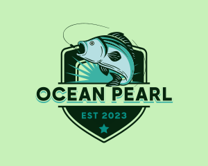 Ocean Fishing Shield logo design