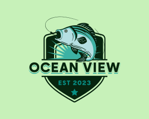 Ocean Fishing Shield logo design