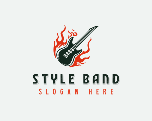 Flame Guitar Rockstar logo design