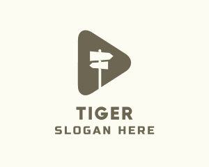 Media Player - Triangular Route Direction Signage logo design