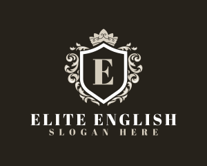 English - Fancy Shield Crown logo design