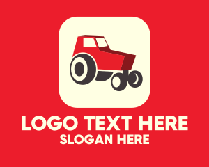 Plow - Red Farm Tractor App logo design