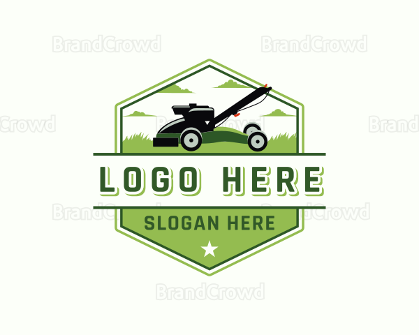 Lawn Mower Garden Landscaping Logo