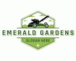 Lawn Mower Garden Landscaping logo design