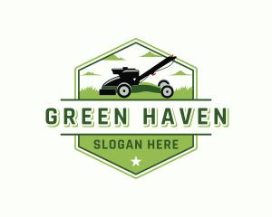 Lawn Mower Garden Landscaping logo design