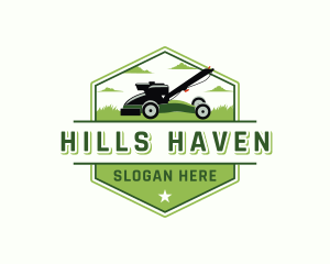 Lawn Mower Garden Landscaping logo design