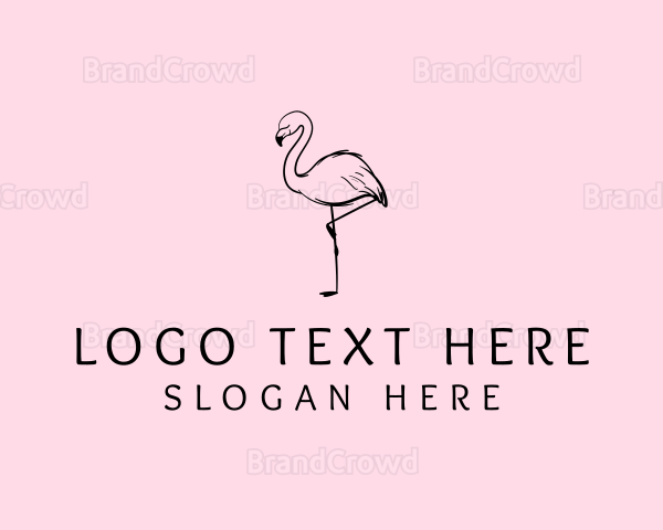 Flamingo Bird Drawing Logo