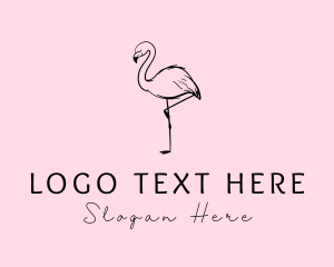 Bird - Flamingo Bird Drawing logo design