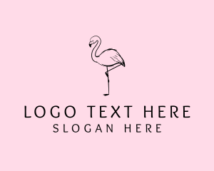 Bird Sanctuary - Flamingo Bird Drawing logo design