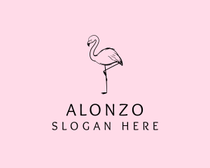 Flamingo Bird Drawing logo design