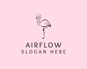 Flamingo Bird Drawing logo design