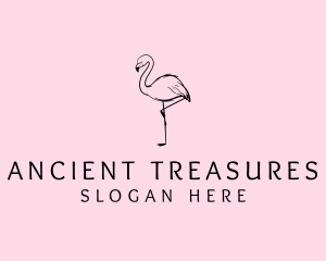 Flamingo Bird Drawing logo design