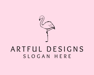 Illustration - Flamingo Bird Drawing logo design