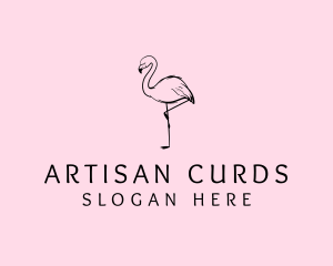 Flamingo Bird Drawing logo design