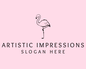 Flamingo Bird Drawing logo design