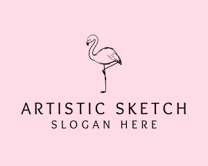 Drawing - Flamingo Bird Drawing logo design