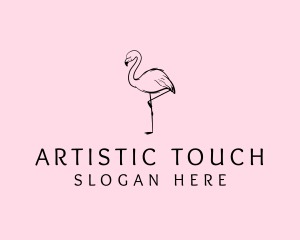 Flamingo Bird Drawing logo design