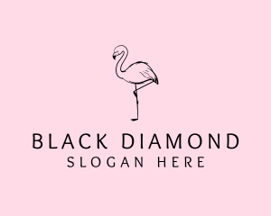 Black - Flamingo Bird Drawing logo design