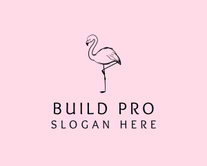 Flamingo Bird Drawing logo design
