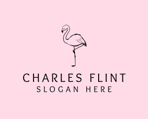 Flamingo Bird Drawing logo design