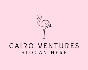 Flamingo Bird Drawing logo design