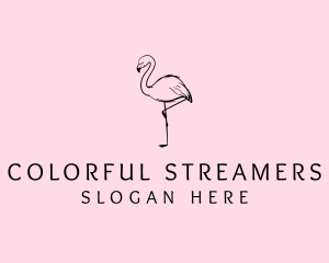 Flamingo Bird Drawing logo design