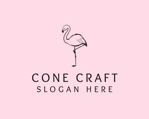 Flamingo Bird Drawing logo design