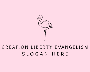 Flamingo Bird Drawing logo design