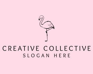 Flamingo Bird Drawing logo design