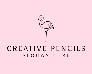 Flamingo Bird Drawing logo design