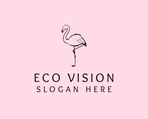 Flamingo Bird Drawing logo design