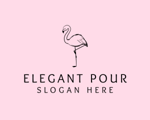 Flamingo Bird Drawing logo design