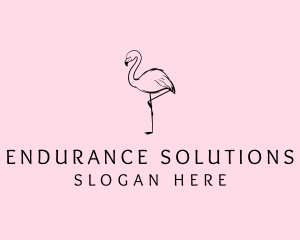 Flamingo Bird Drawing logo design