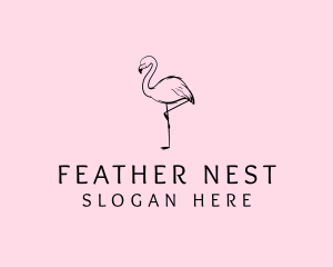 Bird - Flamingo Bird Drawing logo design