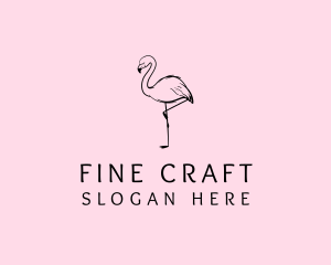 Flamingo Bird Drawing logo design