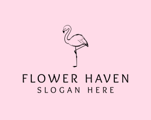 Flamingo Bird Drawing logo design