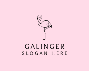 Aviary - Flamingo Bird Drawing logo design