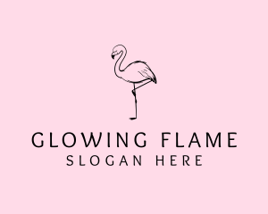 Flamingo Bird Drawing logo design