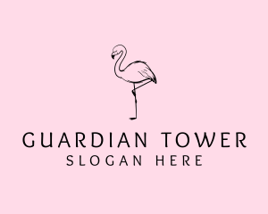 Flamingo Bird Drawing logo design