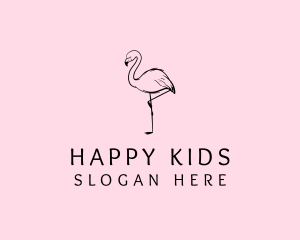 Flamingo Bird Drawing logo design