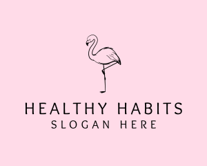 Flamingo Bird Drawing logo design