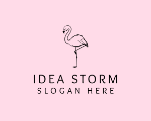 Flamingo Bird Drawing logo design