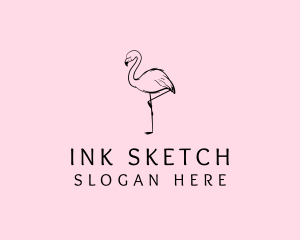 Flamingo Bird Drawing logo design