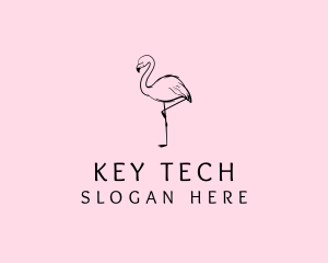 Flamingo Bird Drawing logo design