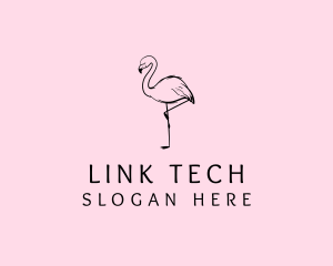 Pretty - Flamingo Bird Drawing logo design