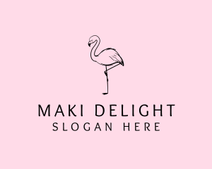 Flamingo Bird Drawing logo design