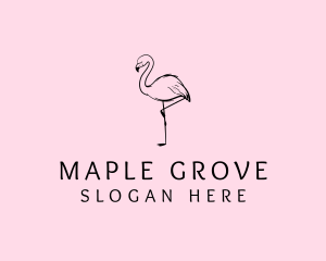 Flamingo Bird Drawing logo design