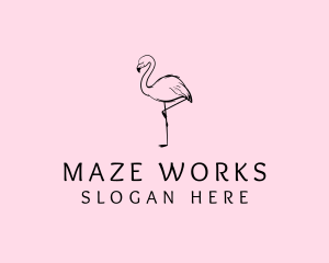 Flamingo Bird Drawing logo design