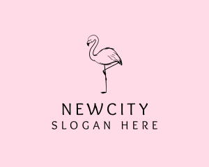 Flamingo Bird Drawing logo design